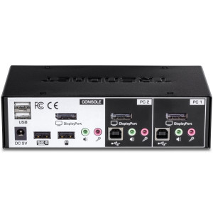 TRENDnet TK-241DP 2-Port Desktop KVM Switch, 3840 x 2160 @ 60Hz resolution, 2 USB 2.0